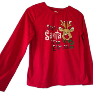 Christmas "Deer Santa I Can Explain" Long Sleeve Shirt - Youth Size XL (14/16)
